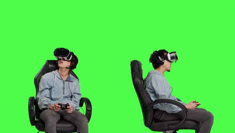 Frau-Spielt-Videospiele-Auf-Konsole-Mit-Controller-Und-VR-Headset
